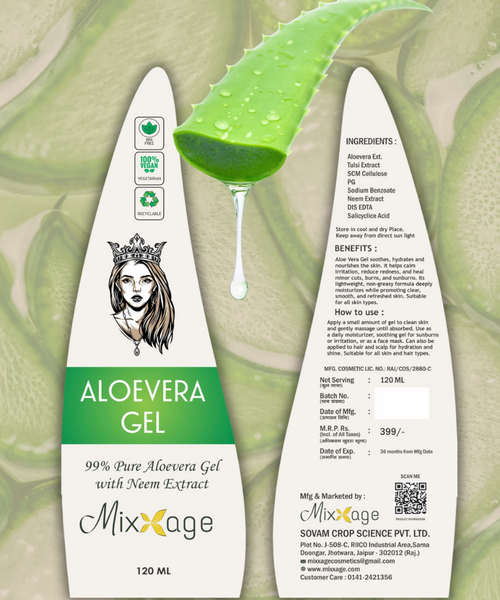 Mixxage Aloe Vera Gel With Neem Extract 120ml