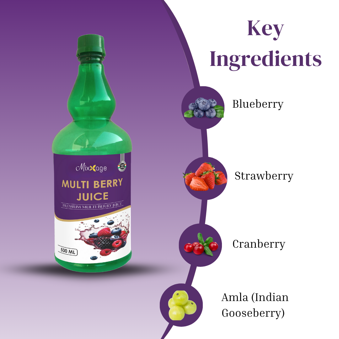 Mixxage Multi Berry Juice 500ml Ayurvedic Boost tonic